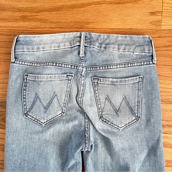 Mother The Looker Ankle Fray Cropped Skinny Jeans Womens 24 When Sparks Fly Blue - Picture 5 of 11
